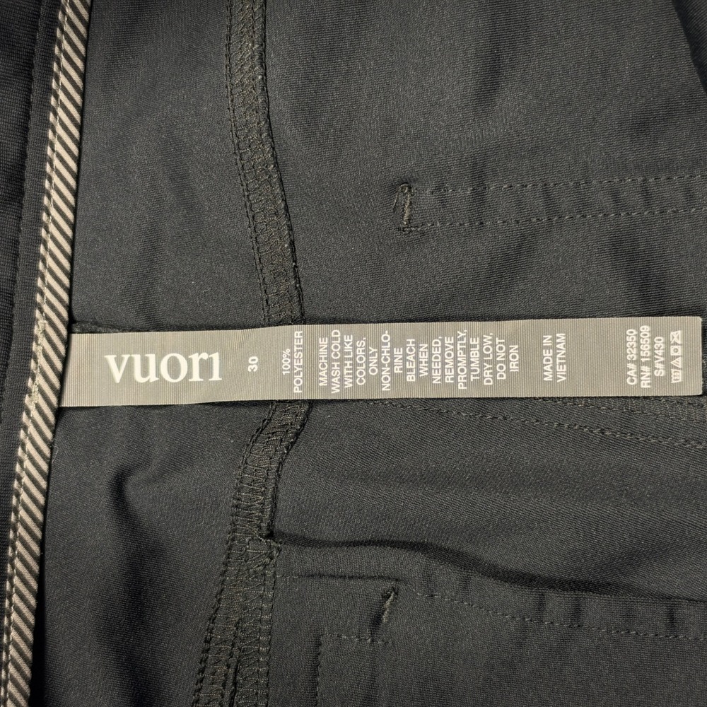 Vuori Meta Pant Mens 30 Black V430 Technical Performance Trousers Slim Fit - Picture 3 of 11